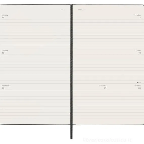 Moleskine 18 mesi - Agenda settimanale orizzontale nero - Large copertina rigida 2025-2026