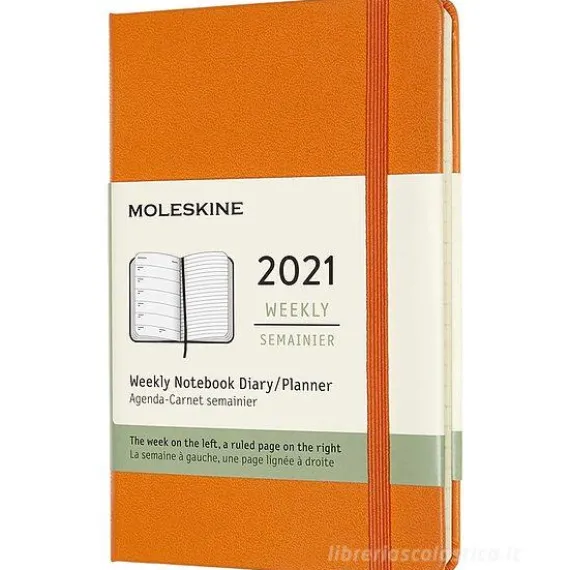 Moleskine 12 mesi - Agenda settimanale arancio cadmio - Pocket copertina rigida 2021