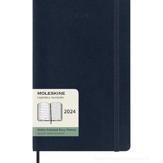 Moleskine 12 mesi - Agenda settimanale blu zaffiro - Large copertina morbida 2024