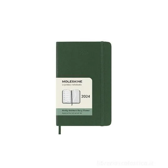 Moleskine 12 mesi - Agenda settimanale verde mirto - Pocket copertina morbida 2024