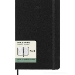 Moleskine 12 mesi - Agenda settimanale nero - Large copertina rigida 2024