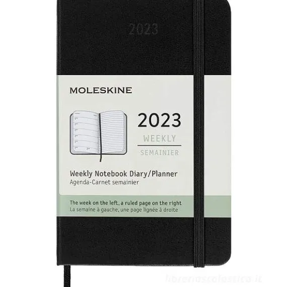 Moleskine 12 mesi - Agenda settimanale nero - Pocket copertina rigida 2023