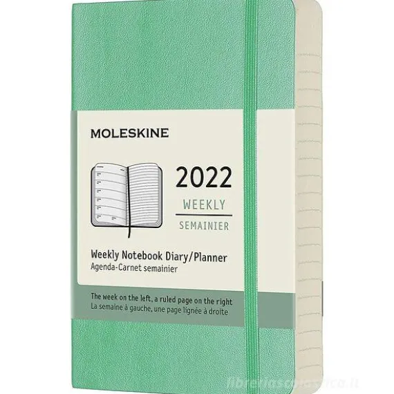 Moleskine 12 mesi - Agenda settimanale verde ghiaccio - Pocket copertina morbida 2022