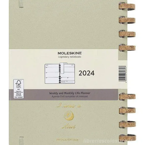 Moleskine 12 mesi - Agenda spiralata Life Planner kiwi - Extra Large compertina rigida 2024