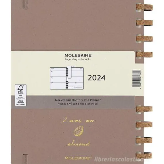 Moleskine 12 mesi - Agenda spiralata Life Planner almond - Extra Large compertina rigida 2024