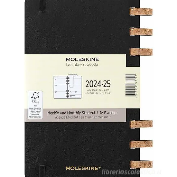 Moleskine 12 mesi - Agenda spiralata settimanale e mensile Academic Monthly Planner nera - Large copertina morbida 2024-2025