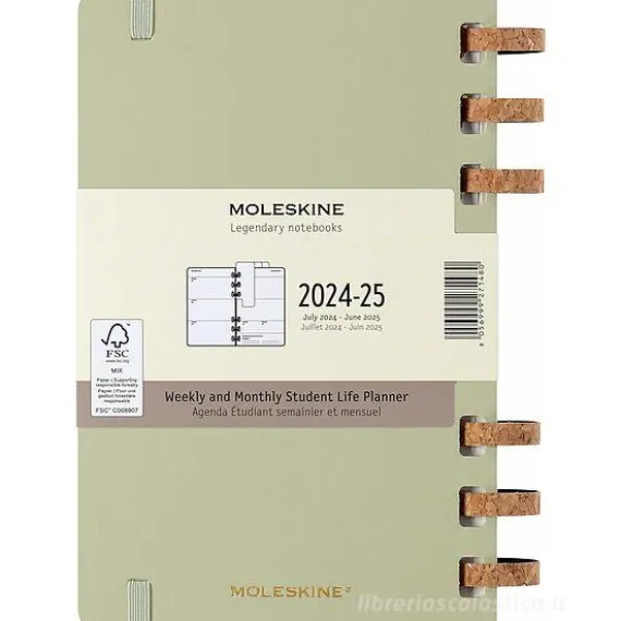 Moleskine 12 mesi - Agenda spiralata settimanale e mensile Academic Monthly Planner Crush Kiwi - Large copertina morbida 2024-2025