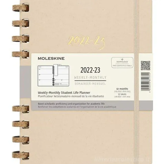 Moleskine 12 mesi - Agenda universitaria spiralata Student Life Sand - XL copertina rigida 2022-2023