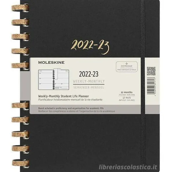 Moleskine 12 mesi - Agenda universitaria spiralata Student Life Midnight - XXL copertina rigida 2022-2023