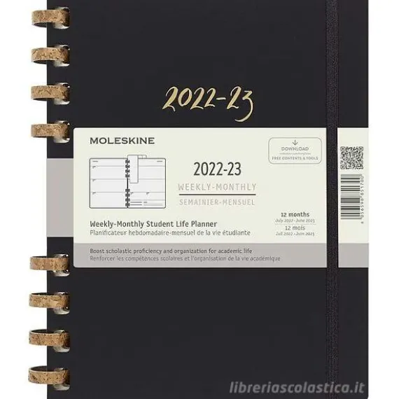 Moleskine 12 mesi - Agenda universitaria spiralata Student Life Midnight - XL copertina rigida 2022-2023