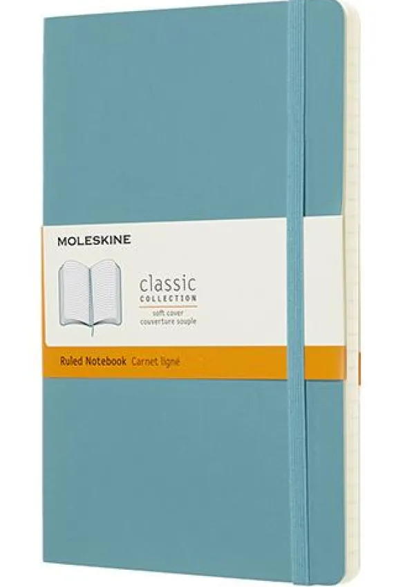 Moleskine taccuino con copertina morbida a righe large blu reef