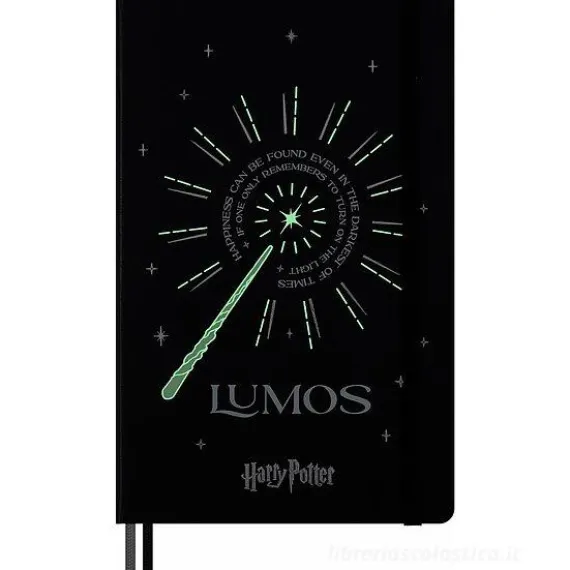 Moleskine - Taccuino Limited Edition Incantesimi Harry Potter Lumos a righe - Large copertina rigida fosforescente