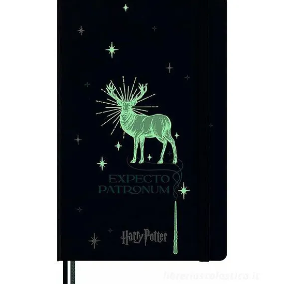 Moleskine - Taccuino Limited Edition Incantesimi Harry Potter Expecto Patronum a righe - Large copertina rigida fosforescente