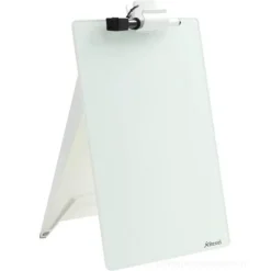 Nobo Lavagna / Blocco Note da Tavolo con Cavalletto, in Vetro, Portatile, con Pennarello e Clip Rimovibile Inclusi, Cancellabile a Secco e Senza Cornice, 216 mm x 297 mm - Bianco Brillante (AZ)