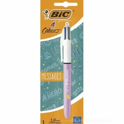 Penna a sfera a 4 colori tratto 1 mm Messages (fantasie assortite)