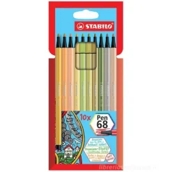 Pennarello Premium - STABILO Pen 68 - Astuccio da 10 Colori assortiti