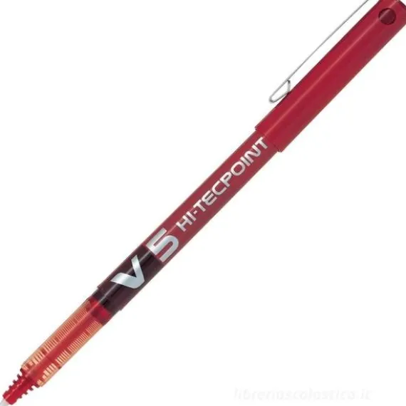 Penna roller a inchiostro liquido Hi-Tecpoint V5 punta fine 0,5mm rosso