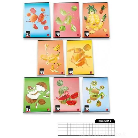 Quaderno a quadretti 5 mm con margine Fruits formato A4 (fantasie assortite)