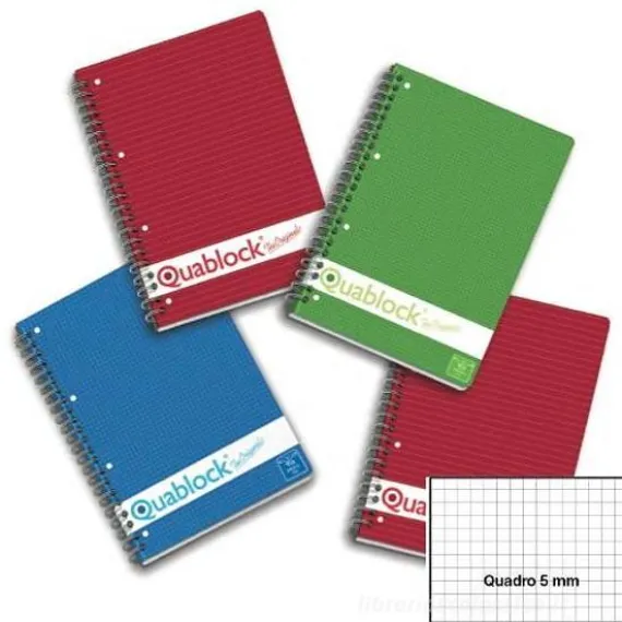 Quaderno blocco spiralato Quablock A4 quadri 5 mm