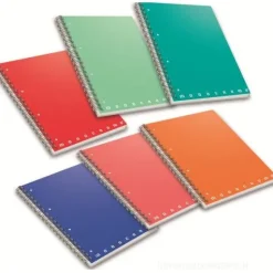 Quaderno spiralato Monocromo formato A5 cm 15x21 70 fogli forati 80gr quadretti 5mm (colori assortiti)
