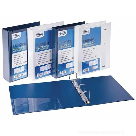 Raccoglitore personalizzabile Europa con 4 anelli tondi 25 mm formato cm 22x30 colore blu