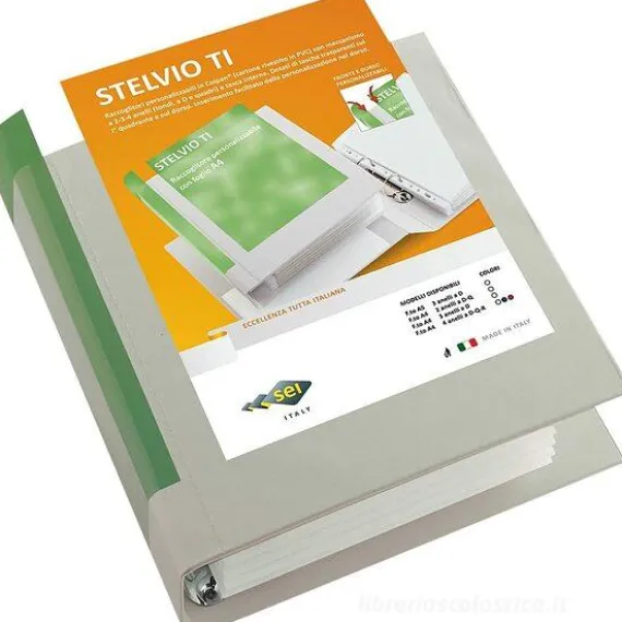 Raccoglitore registratore Stelvio formato A4 con dorso da 4 cm e 4 anelli da 3 cm