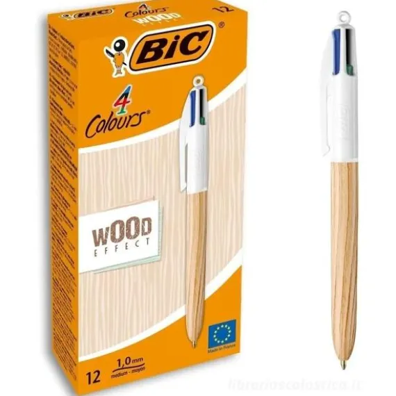 Scatola 12 penne Bic 4 Colours Wood