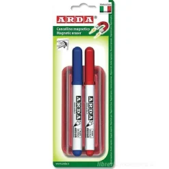 Set cancellino magnetico per lavagna e 2 pennarelli rosso e nero