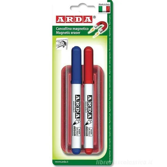 Set cancellino magnetico per lavagna e 2 pennarelli rosso e nero
