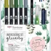 Set colori da lettering toni verdi