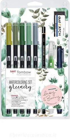 Set colori da lettering toni verdi
