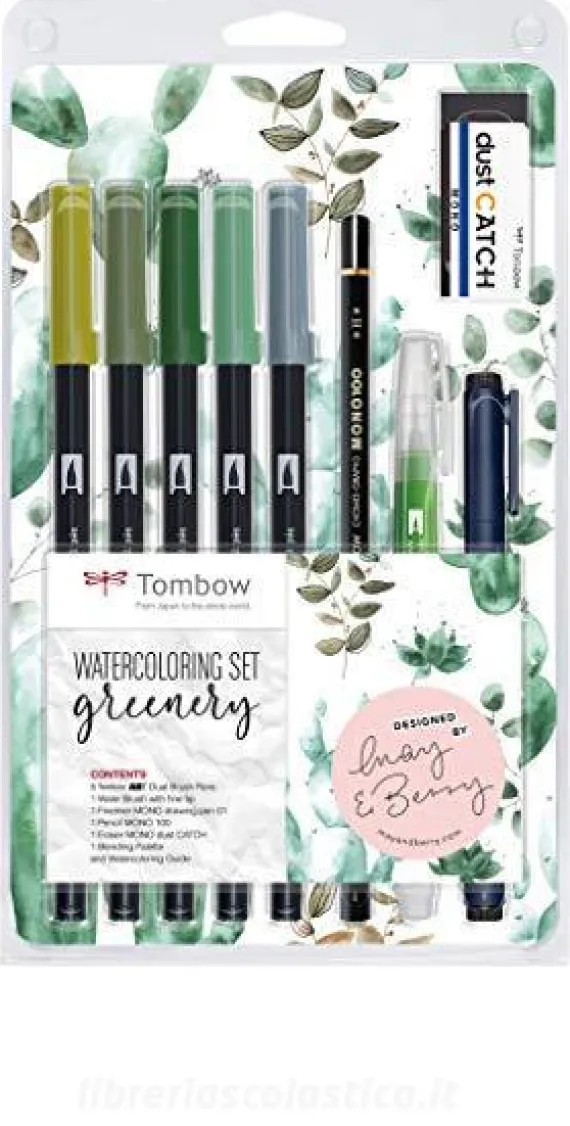 Set colori da lettering toni verdi