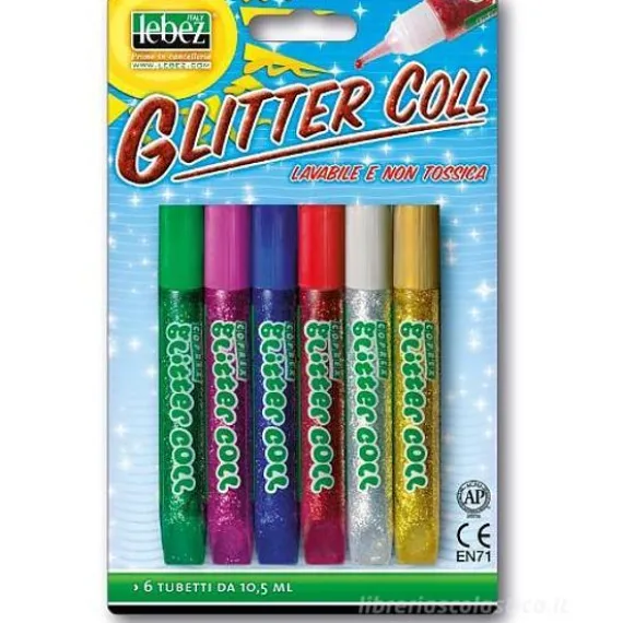 Set 6 pezzi colla stick Glitter 10ml (colori assortiti)