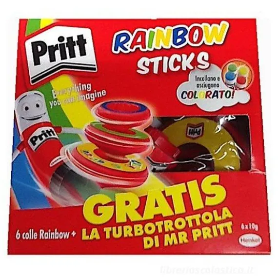 Set 6 pezzi colla stick Pritt Rainbow 10g con gadget