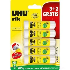 Set 5 pezzi colla stick Uhu Stic 8g