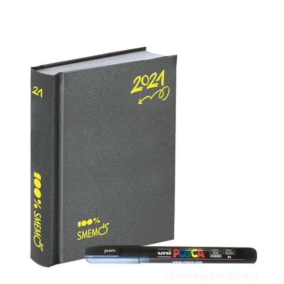 Smemoranda 2021. Diario Smemo 16 mesi large. Special Edition Uniposca. Grigio