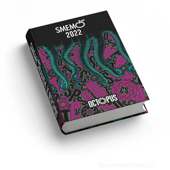 Smemoranda 2022. Diario Smemo 16 mesi large. Special Edition Octopus. Nero e fucsia