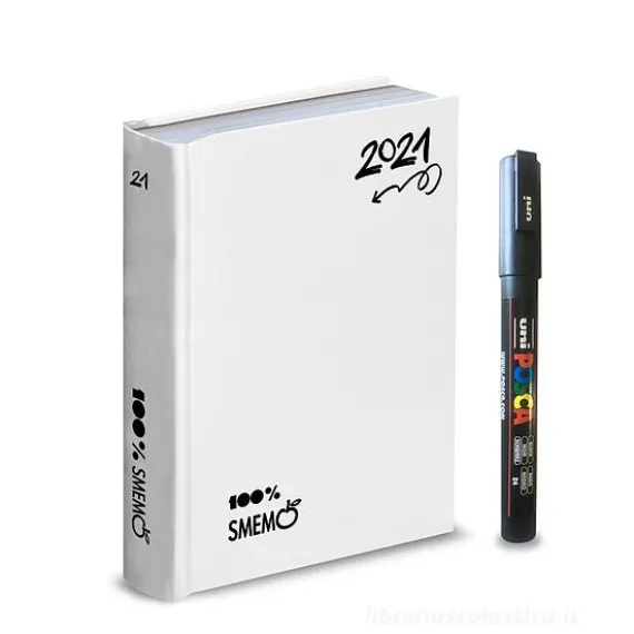 Smemoranda 2021. Diario Smemo 16 mesi large. Special Edition Uniposca. Bianco