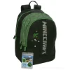 Zaino scolastico organizzato Minecraft verde e nero
